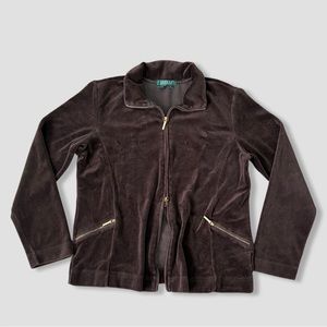 Vintage Y2K Ralph Lauren double zipper velour jacket